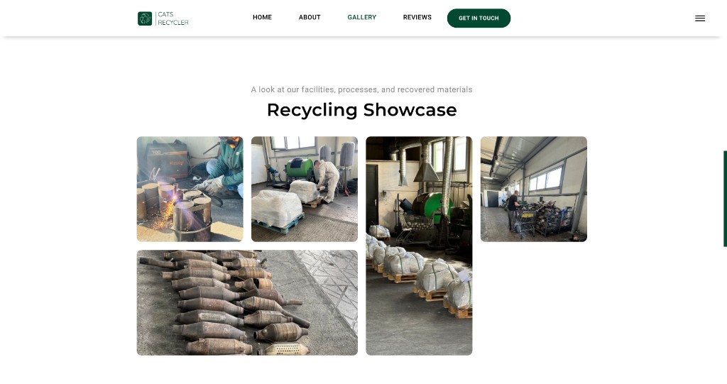 Kos Cat Recycler gallery — facilities, processes, and recovered materials