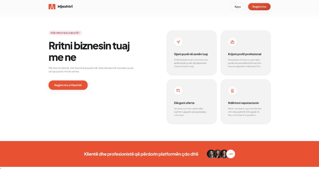 Mjeshtri for professionals — grow your business on the platform
